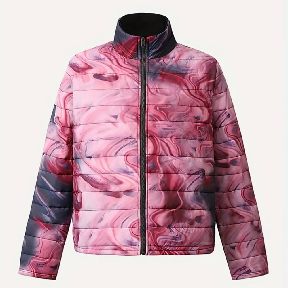 C.O.Z.Y pink purple swirly tie-dye puffer jacket Medium - Picture 2 of 7